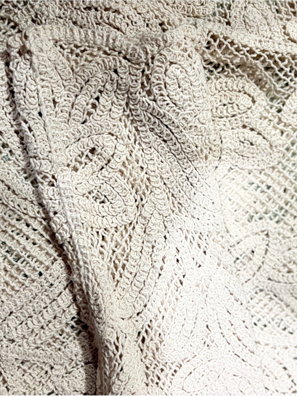 Cream Crochet Openwork Sweater Top - Picture 11 of 13
